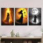 3pcs Sunset, Moonlight & Silhouette Classic Girl  Wall Art Set Canvas Framed 40x60cm - High Quality Print 100% Australian Made Wall Canvas Ready to Hang