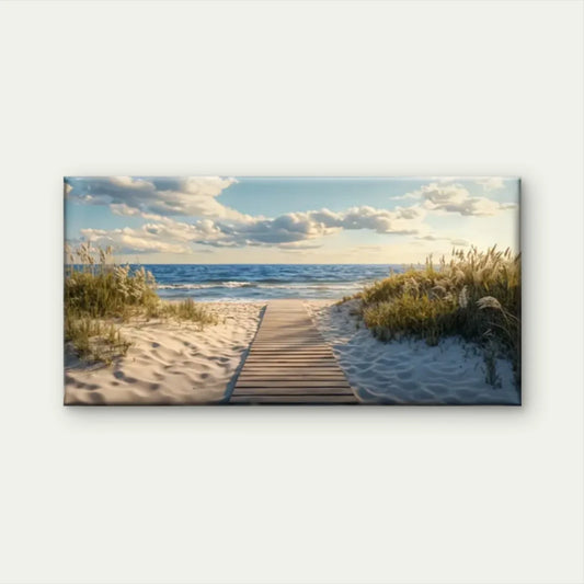 Boardwalk Beach Cloud Sky Wall Art Canvas Office Home Room Framed 80x45cm