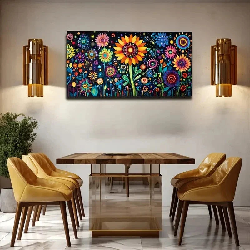 Colorful Flowers Suitable Wall Art Canvas Office Home Room Framed 120x60cm