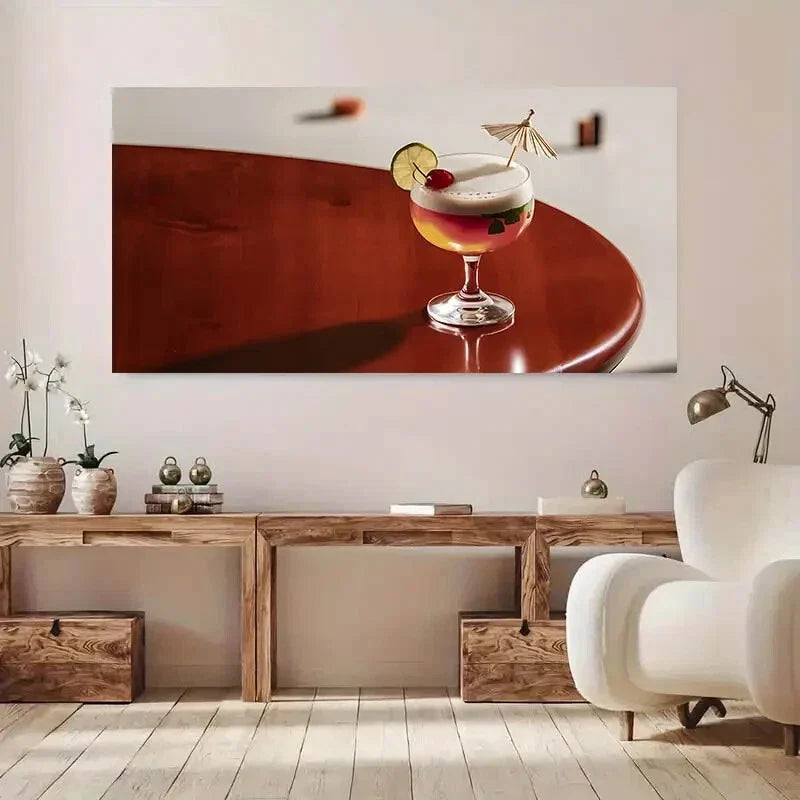 Garnished Cocktail Glass wall canvas office home room framed 120x60cm