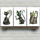 3pcs Poster Evil Cat Cute Animal Contemporary Metal Print Ready to Hang Art