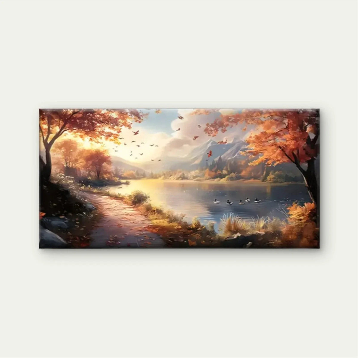 Scenery Pathway Sunrise Nature Wall Art Canvas Office Home Room Framed 120x60cm