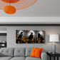 3pcs Gothic Crow & Orange Rose Vibrant Dark Moody Metal Print Ready to Hang Art