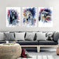 3pcs Abstract Horse with Ink Splatter Metal Print Ready to Hang Art