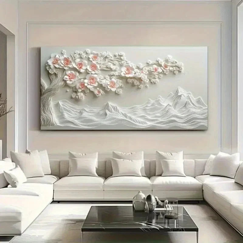 Peach Tree Painting Wall Art Canvas Office Home Room Framed 120x60cm