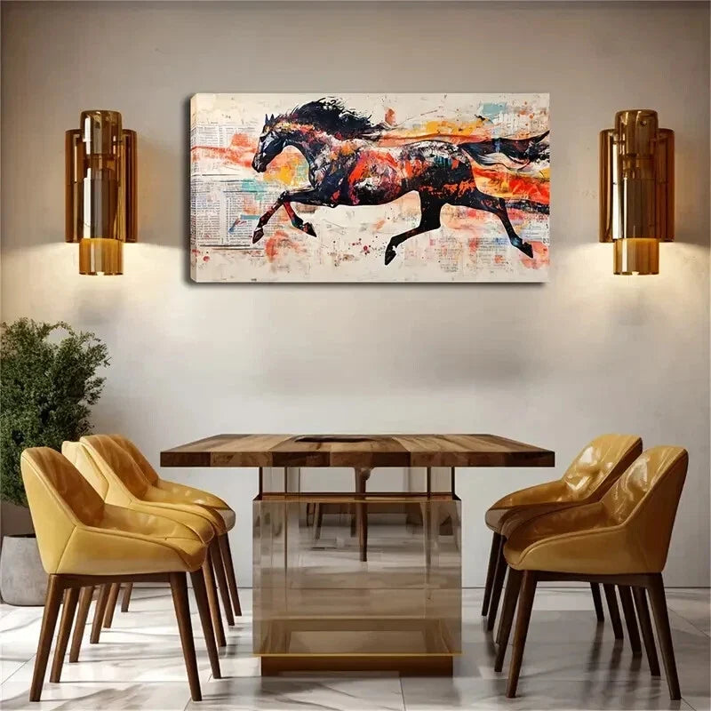 Black Silhouette with Vibrant Wall Art Canvas Office Home Room Framed 120x60cm