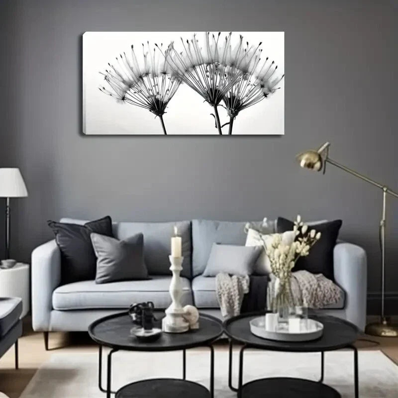Several Dandelion Seed Heads Wall Art Canvas Office Home Room Framed 120x60cm