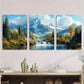 3pcs Mountain & Forest Scene Vibrant Nature Metal Print Ready to Hang Art