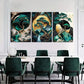 3pcs  green and Golden landscape oil paintings Metal Print Ready to Hang Art