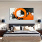 Bold Orange & Black Circular Wall Art Canvas Office Home Room Framed 120x60cm