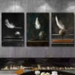 3pcs Abstract Feather and Iron Ball White Wings Metal Print Ready to Hang Art