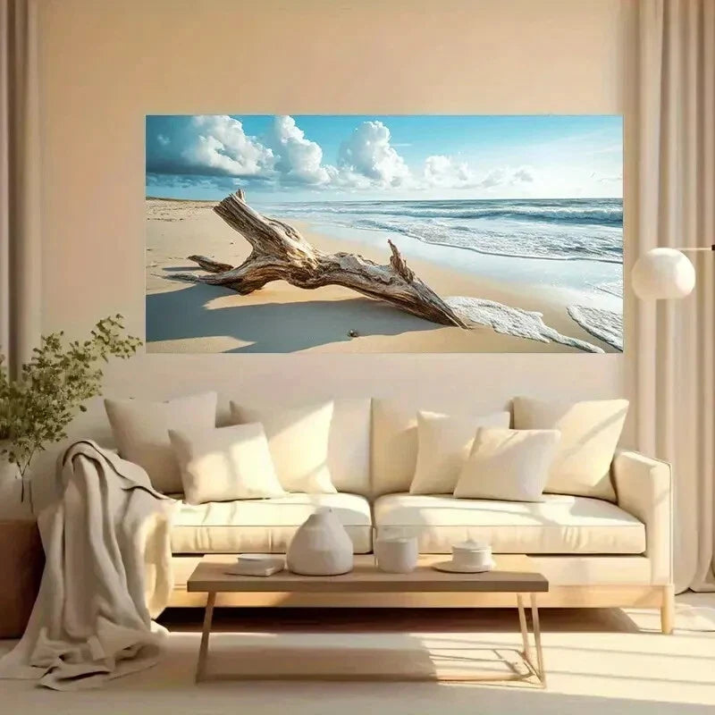Abstract Sea Coastal Beach wall canvas office home room framed 120x60cm