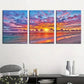 3pcs Vibrant Beach Colorful Sky & Ocean Landscape Metal Print Ready to Hang Art