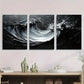 3pcs Abstract Flowing Raindrops Black & White Metal Print Ready to Hang Art