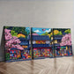 3pcs Vibrant Japanese Comic Book Store Scene Wall Art Set Canvas Framed 40x60cm - High Quality Print 100% Australian Made Wall Canvas Ready to Hang