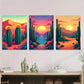 3pcs Vibrant Cactus Sunset Oasis Triptych Wall Art Set Canvas Framed 40x60cm - High Quality Print 100% Australian Made Wall Canvas Ready to Hang