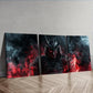 3pcs A crimson warrior with black horns  Wall Art Set Canvas Framed 40x60cm - High Quality Print 100% Australian Made Wall Canvas Ready to Hang