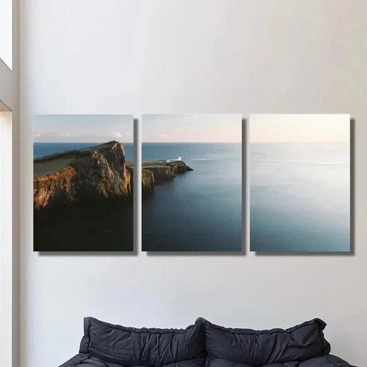 3pcs  Cape Nistor lighthouse painting Metal Print Ready to Hang Art