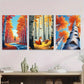 3pcs Autumn Forest Scene Fox and Squirrels Tree Wall Art Set Canvas Framed 40x60cm - High Quality Print 100% Australian Made Wall Canvas Ready to Hang