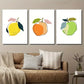3pcs Colorful Lemon Orange and Apple Metal Print Ready to Hang Art
