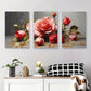 3pcs Red Rose Golden Drip Luxury Metal Print Ready to Hang Art