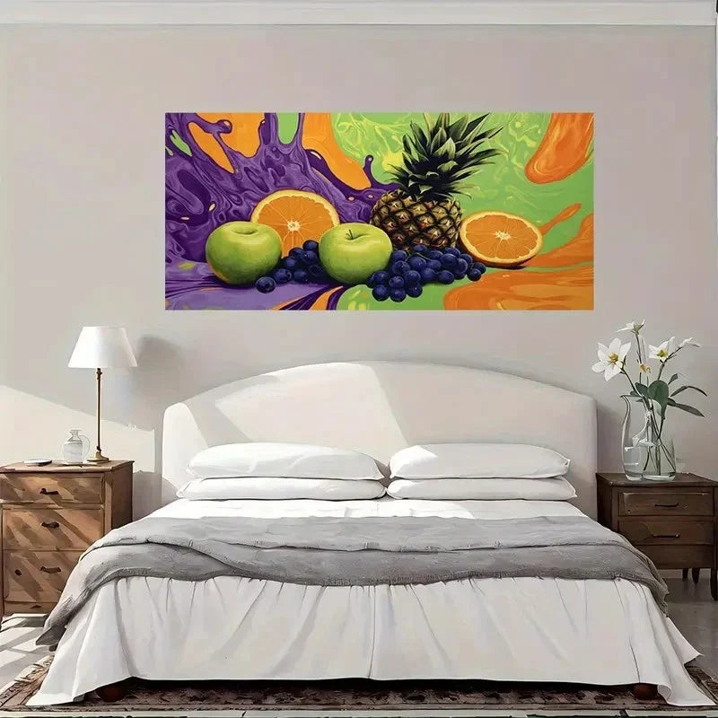 Apple & Grape Design Wall Art Canvas Office Home Room Framed 120x60cm