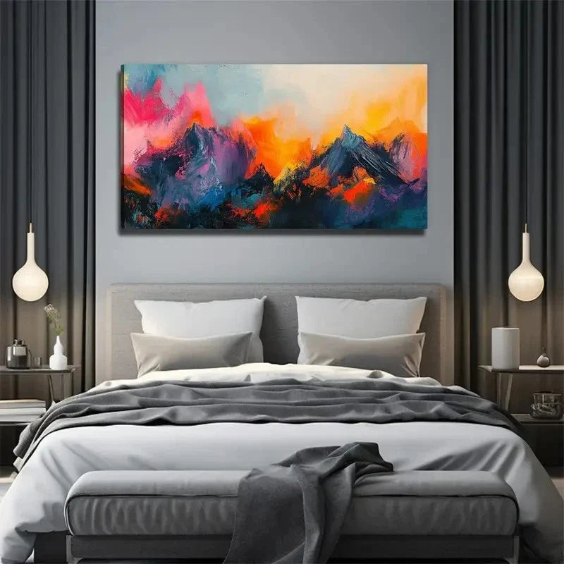 Abstract Mountain Perfect Wall Art Canvas Office Home Room Framed 80x45cm