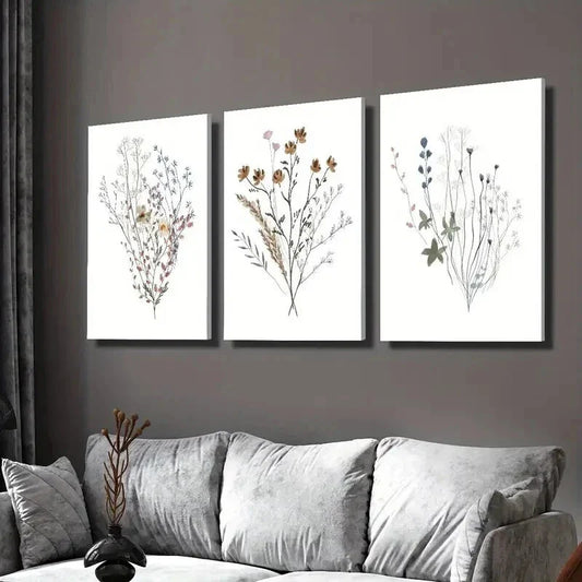 3pcs Vibrant Red Orange Wildflower Designs Wall Art Set Canvas Framed 40x60cm - High Quality Print 100% Australian Made Wall Canvas Ready to Hang