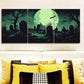 3pcs Eerie Green Moon & Cemetery Design,  Metal Print Ready to Hang Art
