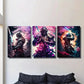 3pcs Painting of samurai in cherry blossom garden Metal Print Ready to Hang Art