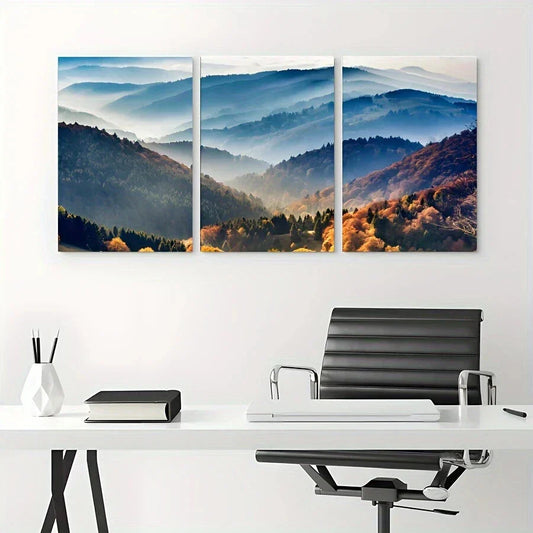3pcs Forest Mountain Modern Snowy Metal Print Ready to Hang Art