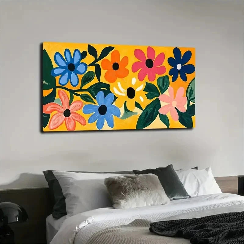 Dark Green Leaves Abstract Wall Art Canvas Office Home Room Framed 120x60cm