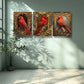 3pcs  Red bird . Art Painting Royal Look Metal Print Ready to Hang Art