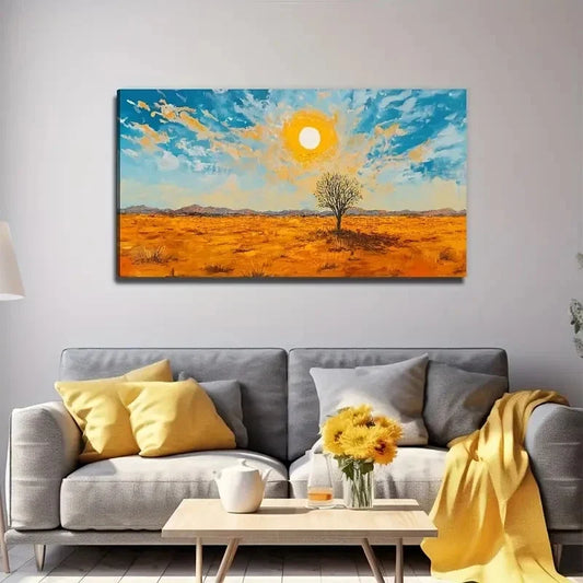 Romantic Desert Trees Wall Art Canvas Office Home Room Framed 80x45cm