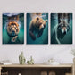 3pcs Beasts underwater, Lions, bears and wolves, Metal Print Ready to Hang Art