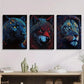 3pcs Black Panther, Wolf &amp; Lion, Neon Metal Print Ready to Hang Art