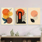 3pcs Vibrant Orange & Black Geometric Abstract Wall Art Set Canvas Framed 40x60cm - High Quality Print 100% Australian Made Wall Canvas Ready to Hang
