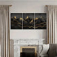 3pcs Mountains, Night Sky, Golden Lines Metal Print Ready to Hang Art