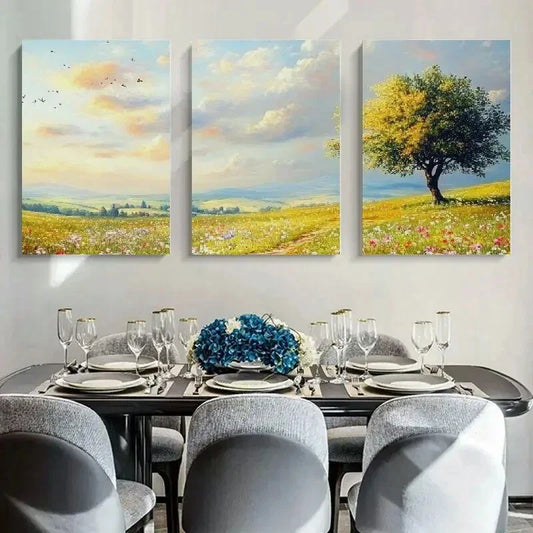 3pcs Classic Landscape Portrait Canvas Wall Art Metal Print Ready to Hang Art