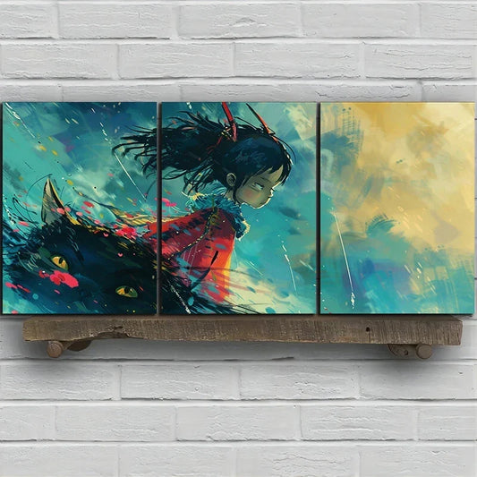 3pcs Abstract Cat Modern Vibrant Metal Print Ready to Hang Art