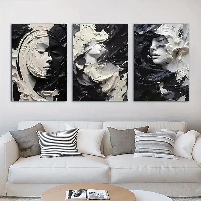 3pcs Abstract People Painting Metal Print Ready to Hang Art