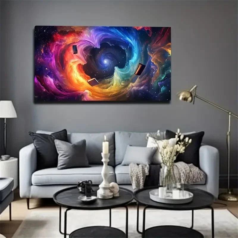 Colorful Nebula Suitable Dark Wall Art Canvas Office Home Room Framed 120x60cm