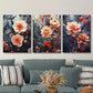 3pcs Pink Flowers and Berries, Botanical Flower  Metal Print Ready to Hang Art