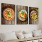 3pcs Vibrant Pizza Lasagna & Dumplings Wall Art Set Canvas Framed 40x60cm - High Quality Print 100% Australian Made Wall Canvas Ready to Hang