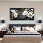 Elegant Flowers Golden Accents Wall Art Canvas Office Home Room Framed 120x60cm