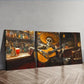 3pcs A skeleton playing guitar in a bar Wall Art Set Canvas Framed 40x60cm - High Quality Print 100% Australian Made Wall Canvas Ready to Hang