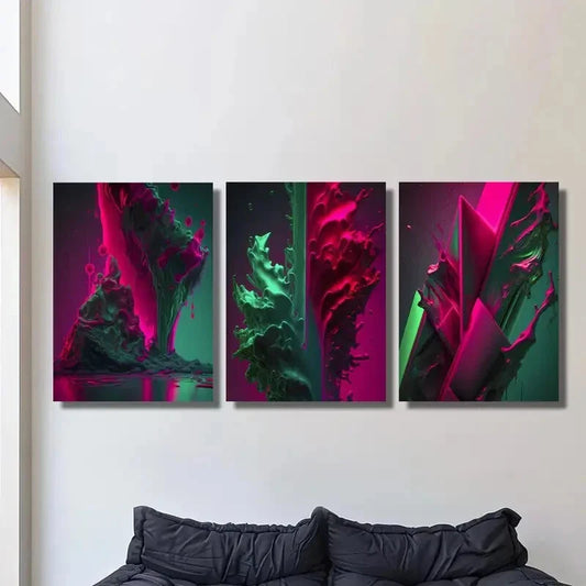 3pcs Liquid texture mural, minimalism, Metal Print Ready to Hang Art