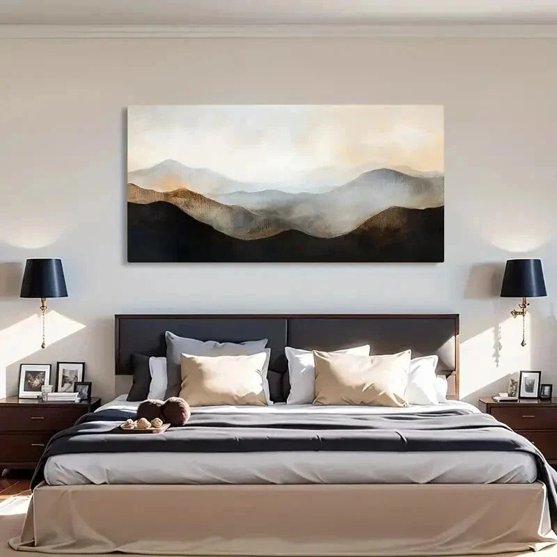 Mountain Landscape Abstract Wall Art Canvas Office Home Room Framed 80x45cm