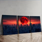 3pcs The moon over the city Wall Art Set Canvas Framed 40x60cm - High Quality Print 100% Australian Made Wall Canvas Ready to Hang