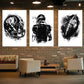 3pcs Athlete Helmet And Rugby Sports Poster Metal Print Ready to Hang Art
